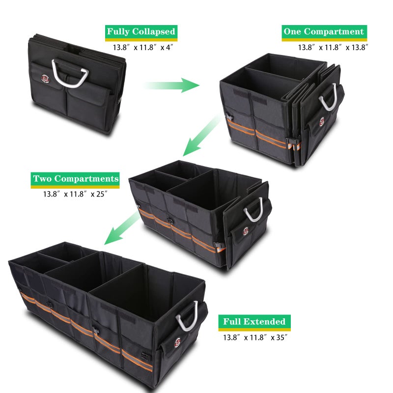 LI LIBZAKI Trunk Organizer Cargo Organizer Trunk Storage Waterproof Collapsible Durable Multi Compartments-((Oversize,Black) - Image 5