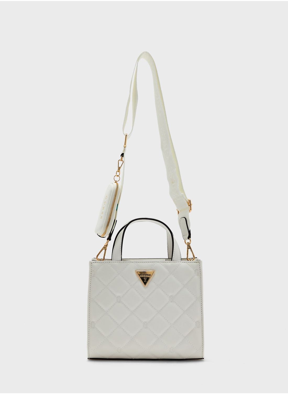 White/black Small Saffiano Leather Prada Panier Bag