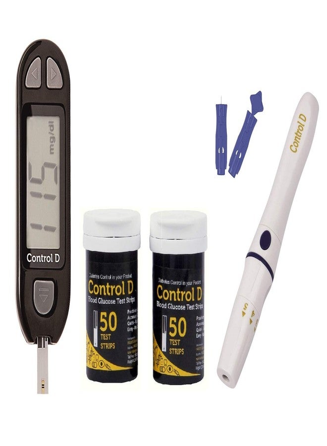 كونترول_دي جهاز قياس نسبة السكر في الدم Control D (عبوة من 100 شريط، أسود) - Image 2