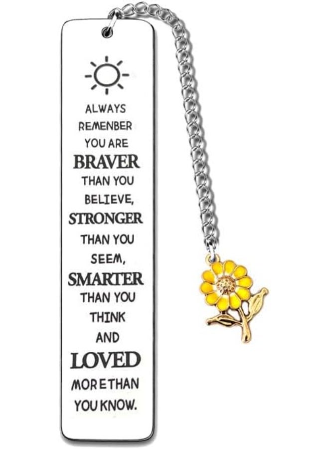 Inspirational Gifts Bookmarks for Girls Women Always Remember You are Braver Bookmark for Coworker Daughter Book Reader Lovers Gifts for Bookworm Encouragement Gift for Niece - Image 1
