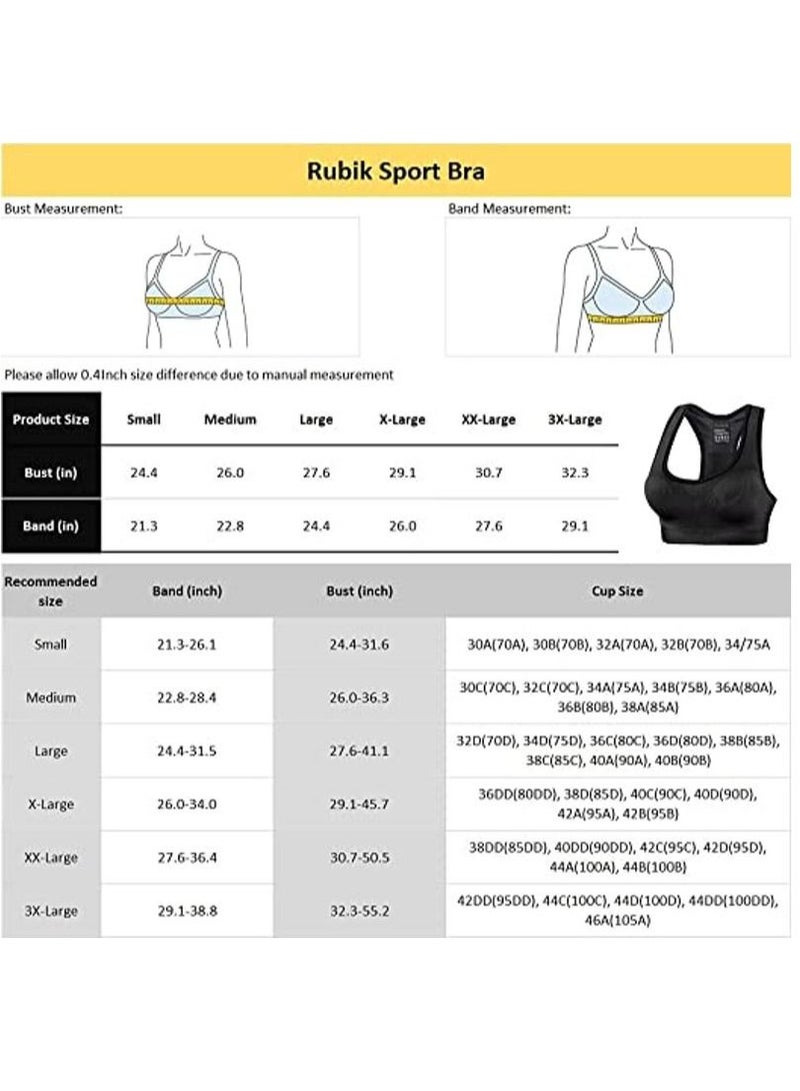 Rubik Sports Bra for Women, Racerback Shockproof Quick Dry Padded Seamless High Impact Sports Bra For Yoga Gym Training Running Workout Fitness (Blue, X-Large)  - Image 4