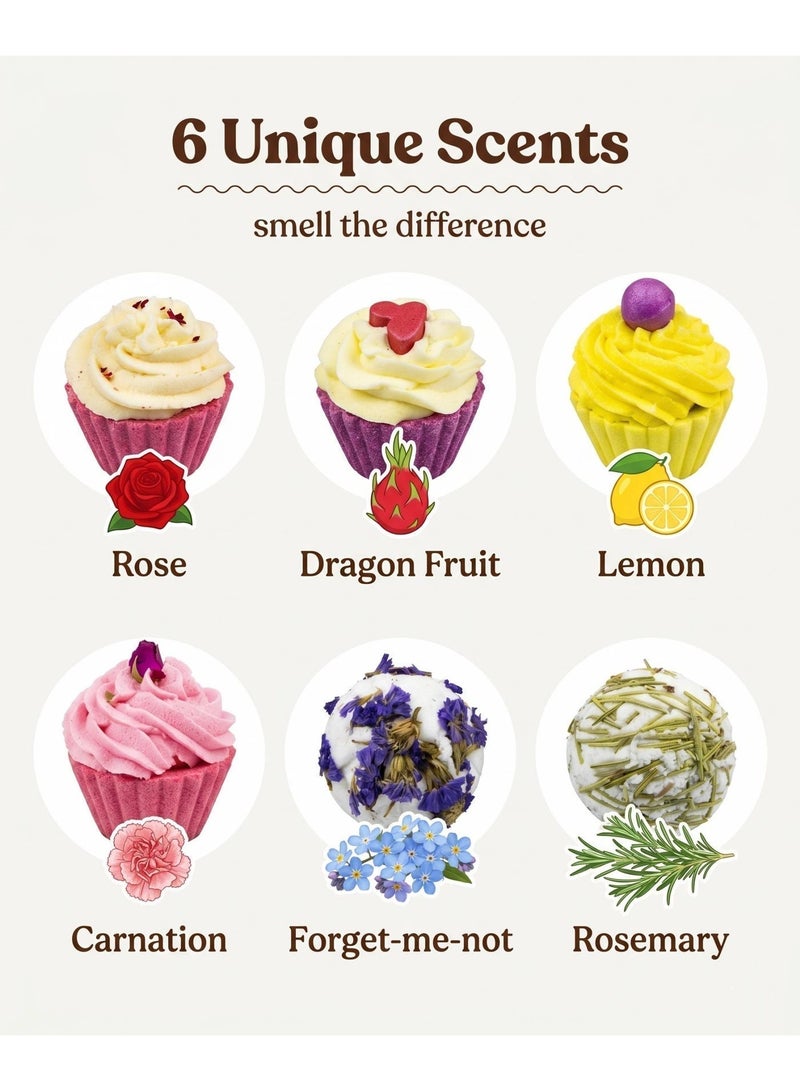AceLuste 6-Piece Bath Bombs Gift Set, Organic & Natural Essential Handmade Exploding Bath Salt Balls, with Shea Butter and Glycerin, Natural and Mild Bath Balls for Body Relaxing and Moisturize Dry Skin, Gift for Mom Girlfriend Friends, Mother's Day Gift, Birthday, Valentine's Day, Wedding, Anniversary Gift - Image 4