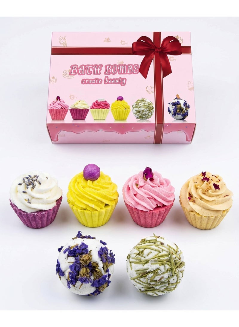 AceLuste 6-Piece Bath Bombs Gift Set, Organic & Natural Essential Handmade Exploding Bath Salt Balls, with Shea Butter and Glycerin, Natural and Mild Bath Balls for Body Relaxing and Moisturize Dry Skin, Gift for Mom Girlfriend Friends, Mother's Day Gift, Birthday, Valentine's Day, Wedding, Anniversary Gift - Image 1