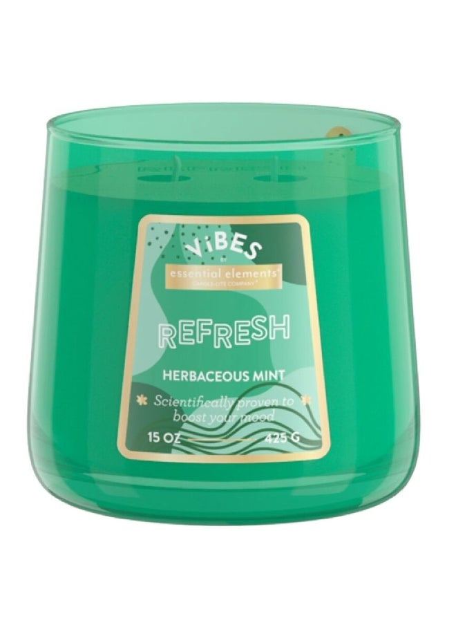 CANDLE-LITE - Essential Elements Vibes Refresh Herbaceous Mint Scented Jar Candle 15 oz 46341694 - Image 1