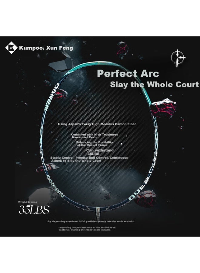 Kumpoo Badminton Racket, 30t High-mod Carbon Fiber, All-round Performance Racket, Guolian Second Generation, Amber Blue - Image 2