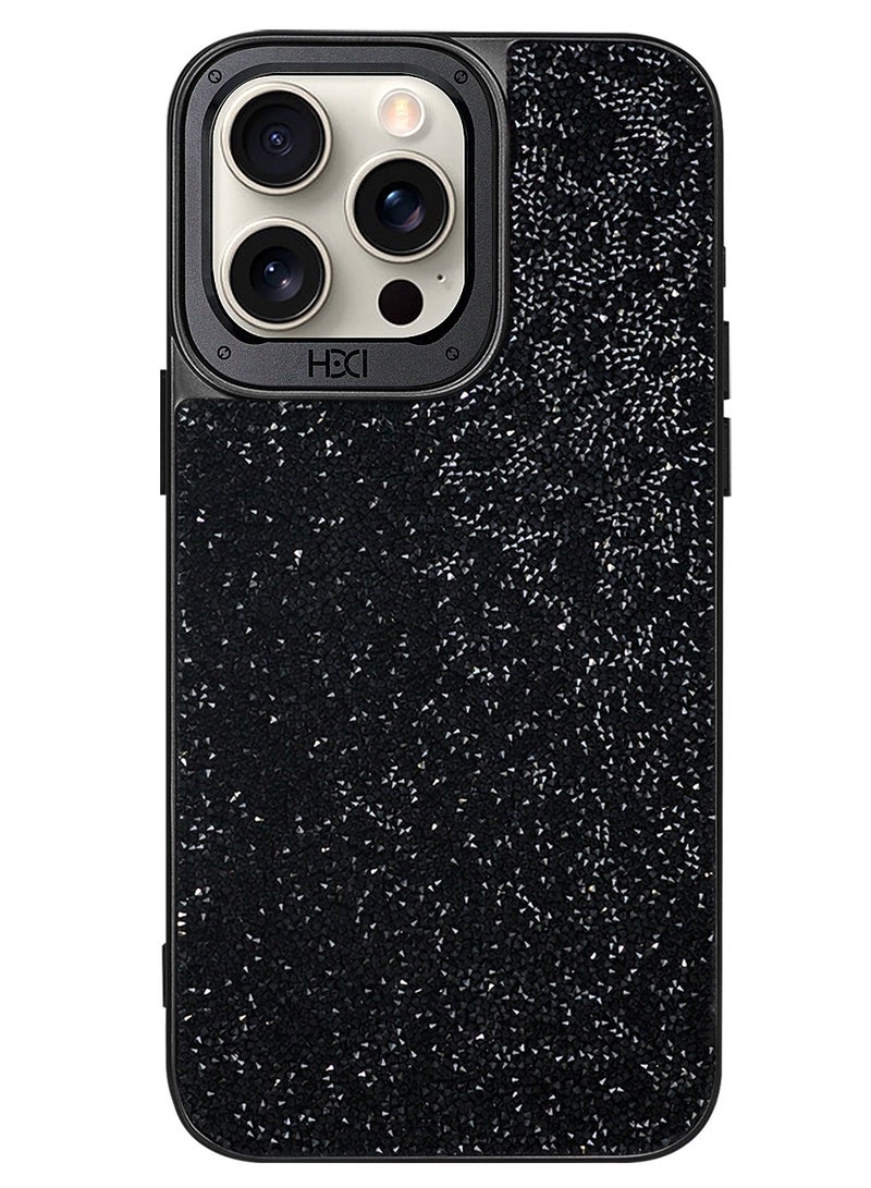 أتش دي دي حافظة كريستالية لامعة من ماركة HDD متوافقة مع MagSafe لجهاز iPhone 15 Pro Max (أسود) - Image 1