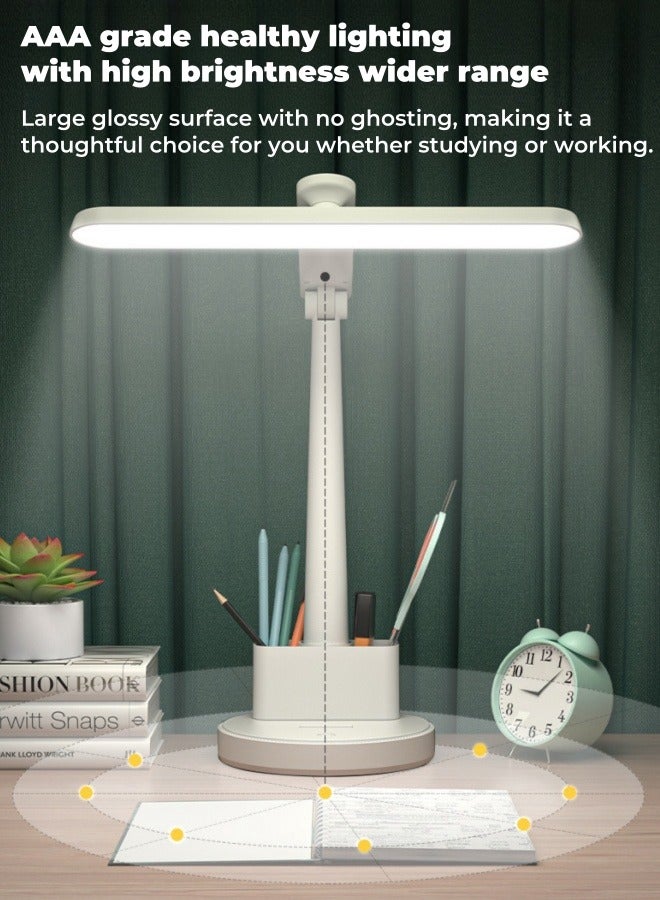 XiuWoo Foldable Rotating LED Eye Protection Desk Lamp XH4800 Rechargeable Plug-in Universal Desk Lamp Bedside Lamp Reading Lamp with Pen Holder, USB - Image 5