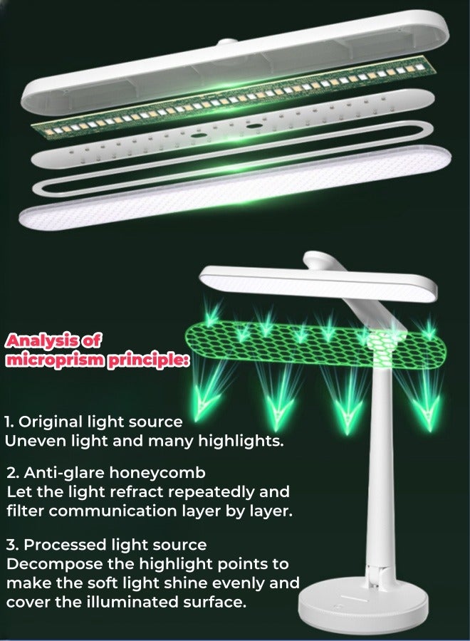XiuWoo Foldable Rotating LED Eye Protection Desk Lamp XH4800 Rechargeable Plug-in Universal Desk Lamp Bedside Lamp Reading Lamp with Pen Holder, USB - Image 4