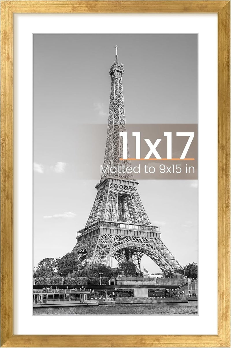 أبس سيمبلز إطار صور مقاس 11×17، يعرض صور بحجم 9×15 مع حاشية أو 11×17 بدون حاشية، إطارات ملصقات حائطية، برونزي، عبوة واحدة - Image 1