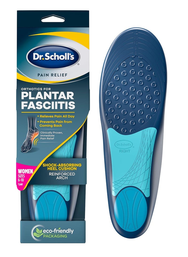 Dr. Scholl's Plantar Fasciitis Orthotics Foot Insole Shock Absorbing Heel Foam Cushion Reinforced Arch Women 6-10 1 Pair - Image 1