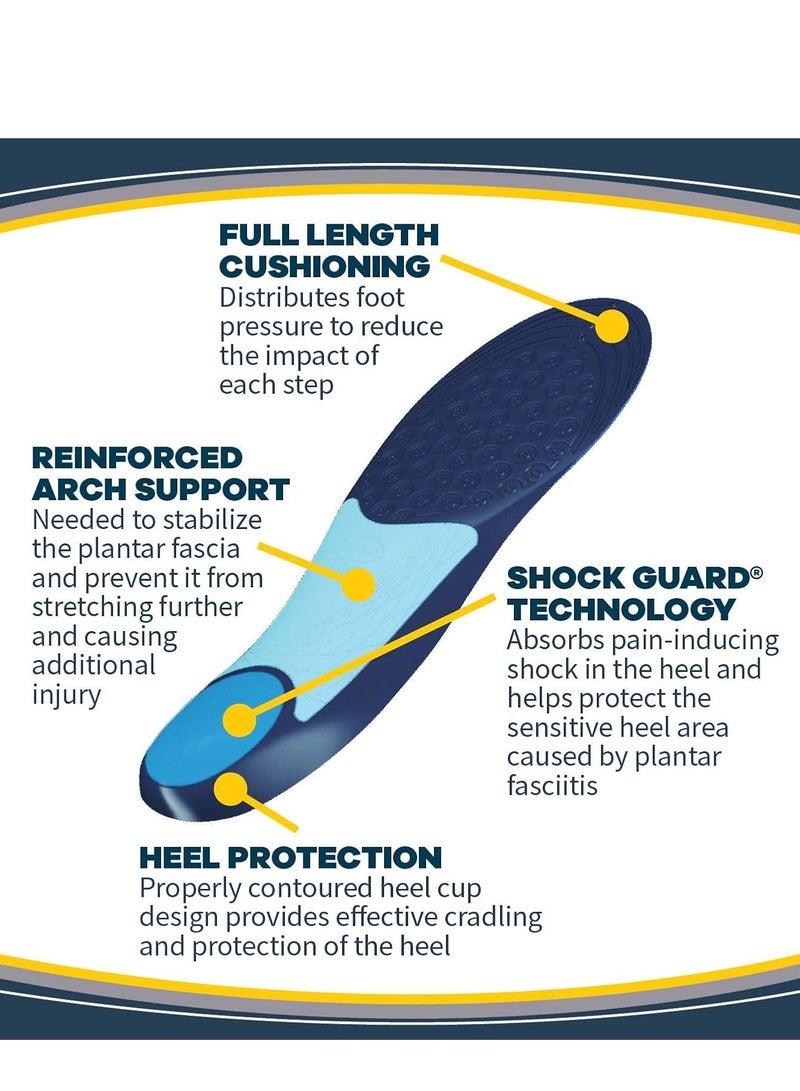 Dr. Scholl's Plantar Fasciitis Orthotics Foot Insole Shock Absorbing Heel Foam Cushion Reinforced Arch Women 6-10 1 Pair - Image 4