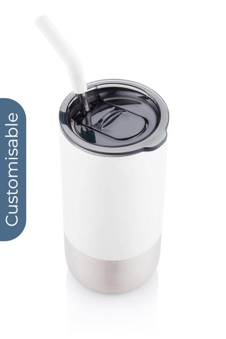 Hans Larsen Personalised  Insulated Tumbler with Reusable Straw - White - Image 2