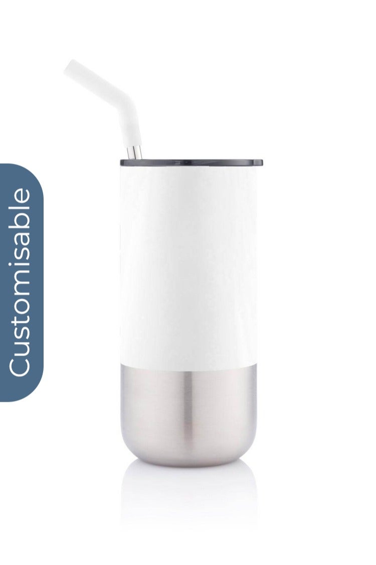Hans Larsen Personalised  Insulated Tumbler with Reusable Straw - White - Image 3