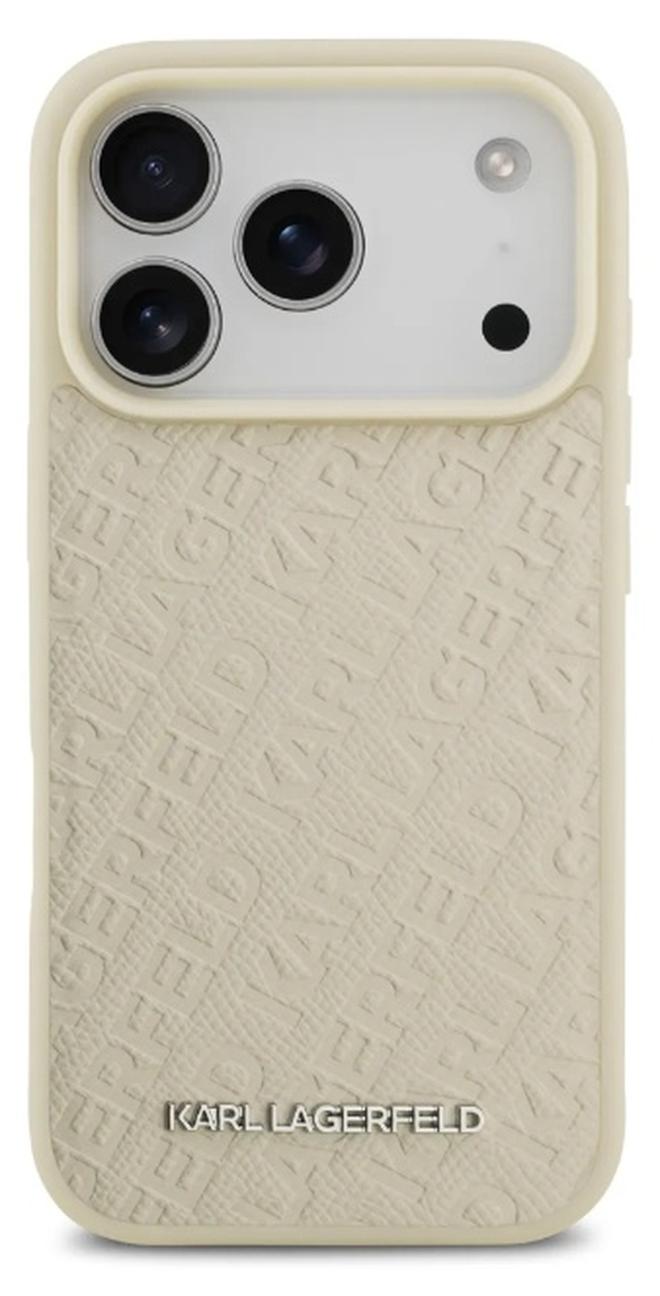 Karl Lagerfeld iPhone 17 Pro Max MagSafe Case / Full Wrapped PU Leather Back Cover With Karl Grain / Beige - Image 1