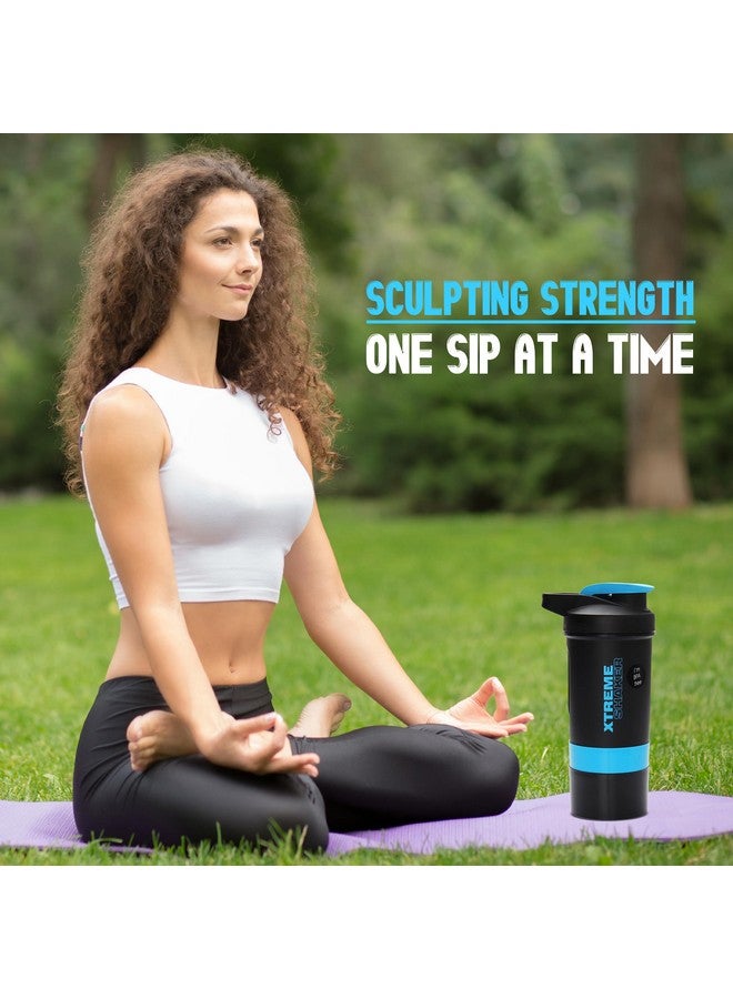 JAYPEE PLUS جايبي بلس إكستريم شاكر - زجاجة شاكر للجيم لخلط البروتين، زجاجات شاكر للبروتين، شاكر ما قبل التمرين، شاكر BCAA، زجاجة شاكر للبروتين للرجال والنساء خالية من BPA سعة 700 مل باللون الأسود والأزرق - Image 2