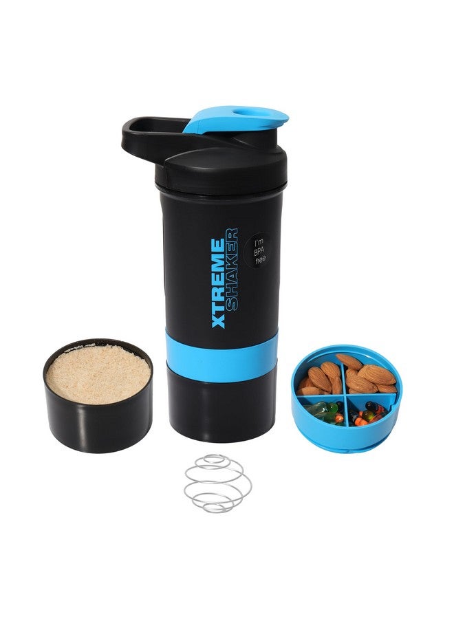 JAYPEE PLUS جايبي بلس إكستريم شاكر - زجاجة شاكر للجيم لخلط البروتين، زجاجات شاكر للبروتين، شاكر ما قبل التمرين، شاكر BCAA، زجاجة شاكر للبروتين للرجال والنساء خالية من BPA سعة 700 مل باللون الأسود والأزرق - Image 4