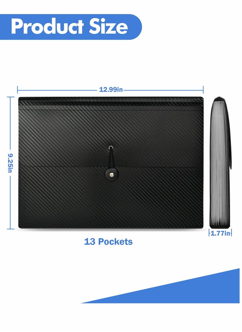 Y&D - File Organizer, Expanding Folder, Accordion Holder, with Tabs, Elastic Buckles Closure, A4 Paper Document for Home School Office, 13 Pockets - Image 1