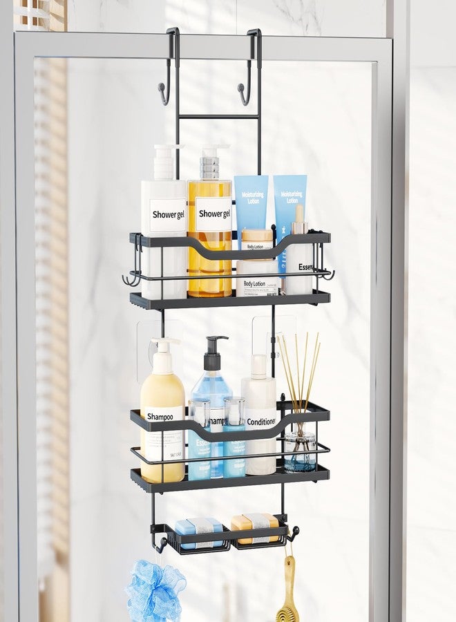 Consumest Over The Door Shower Caddy - 3 Tier Shower Shelves Hanging with Soap Holders, Large Capacity Shower Organizer with 6 Hooks, Bathroom Rack and Storage, Black - Image 1