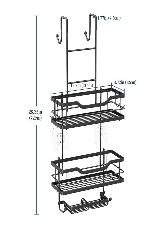 Consumest Over The Door Shower Caddy - 3 Tier Shower Shelves Hanging with Soap Holders, Large Capacity Shower Organizer with 6 Hooks, Bathroom Rack and Storage, Black - Image 5