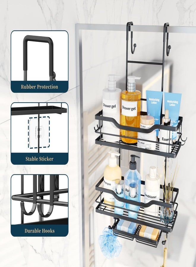 Consumest Over The Door Shower Caddy - 3 Tier Shower Shelves Hanging with Soap Holders, Large Capacity Shower Organizer with 6 Hooks, Bathroom Rack and Storage, Black - Image 3