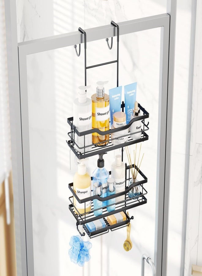 Consumest Over The Door Shower Caddy - 3 Tier Shower Shelves Hanging with Soap Holders, Large Capacity Shower Organizer with 6 Hooks, Bathroom Rack and Storage, Black - Image 4