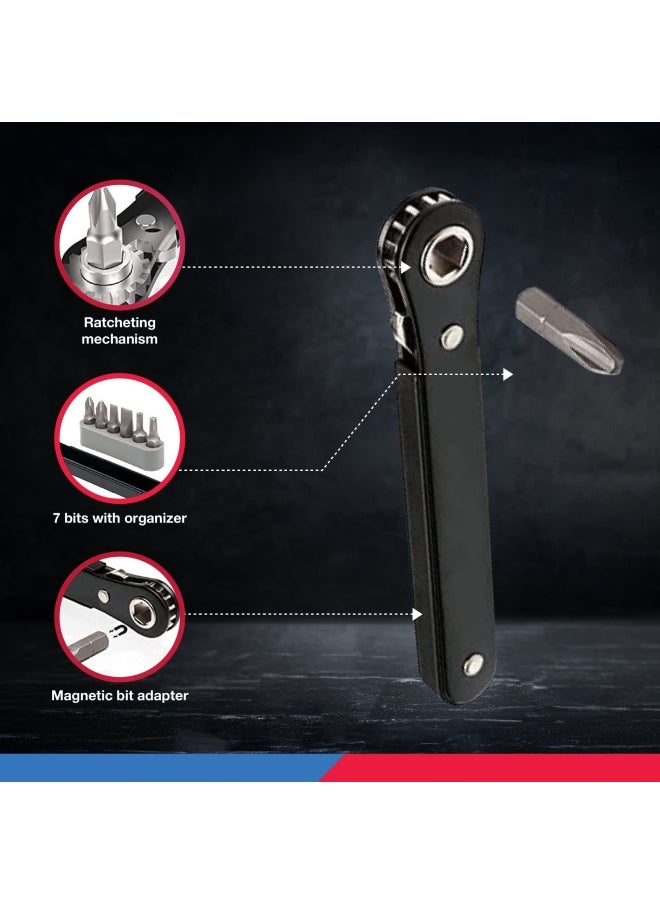 Neiko - 03044A Mini Ratcheting Offset Screwdriver And Bit Set Pocket Size Close Quarters 1 4 Inch Drive - Image 1