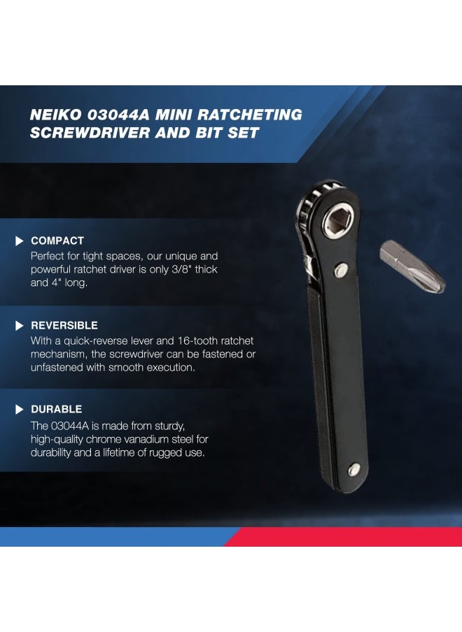 Neiko - 03044A Mini Ratcheting Offset Screwdriver And Bit Set Pocket Size Close Quarters 1 4 Inch Drive - Image 1