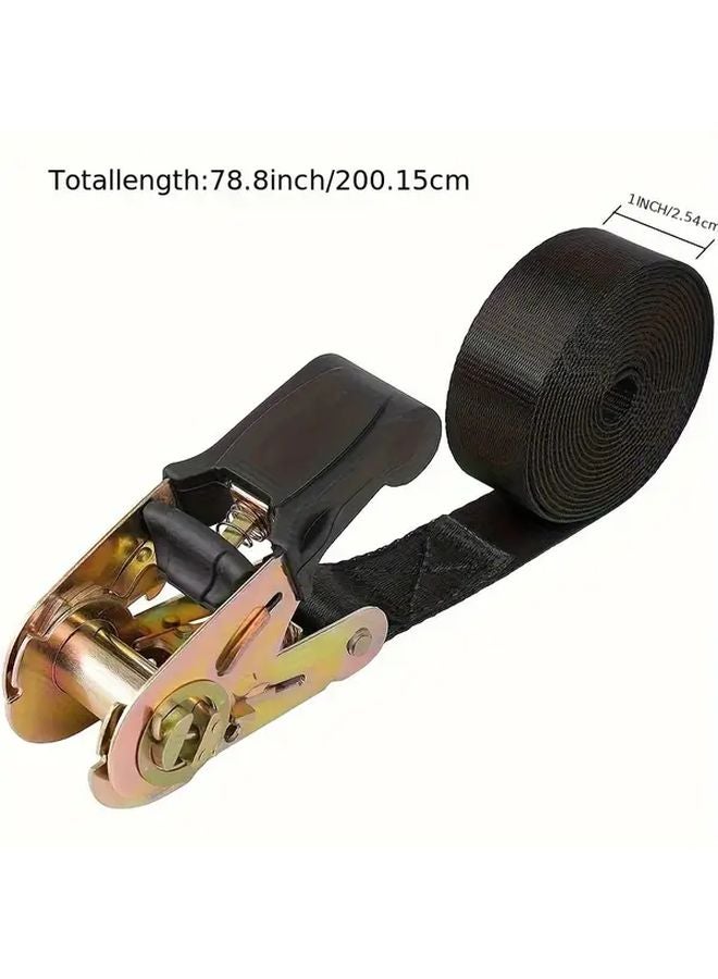 2pcs Heavy Duty Ratchet Tie Down Straps Nylon Black for Motorcycles Trailer Loads - Image 4