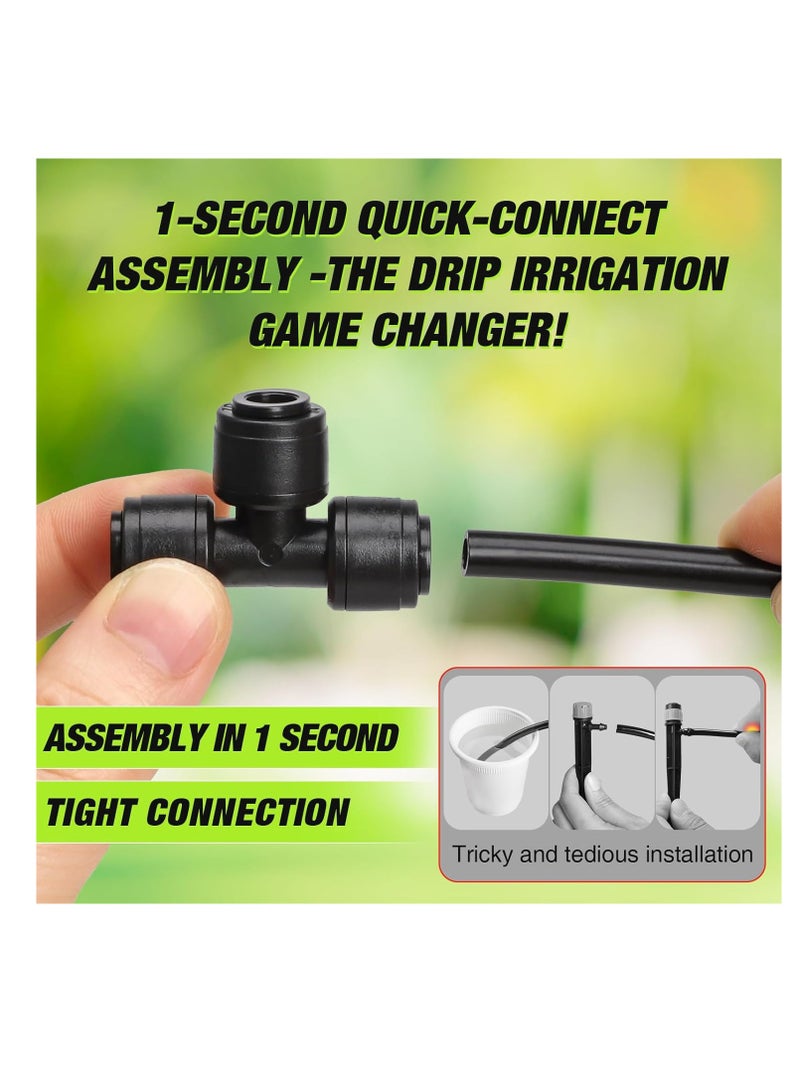 general 1/4 Inch Push-to-Connect Tee Connectors, 24 Pack Drip Irrigation Fittings for Drip Irrigation System, Durable & Easy to Install for Lawn, Raised Bed Gardens, Greenhouse - Image 4