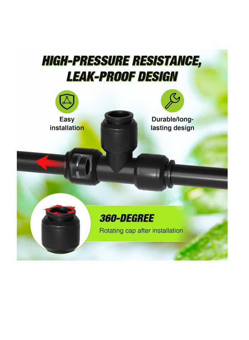general 1/4 Inch Push-to-Connect Tee Connectors, 24 Pack Drip Irrigation Fittings for Drip Irrigation System, Durable & Easy to Install for Lawn, Raised Bed Gardens, Greenhouse - Image 5