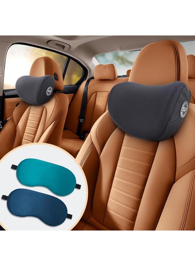 SPRFUFLY 2 Pack Car Pillow, Soft Car Headrest Pillow, 100% Memory Foam Car Neck Pillow for Driving - Universal Fit Travel Car Rest Pillow for Pain Relief While Driving(Comes with 2 Eye Masks) - Image 1