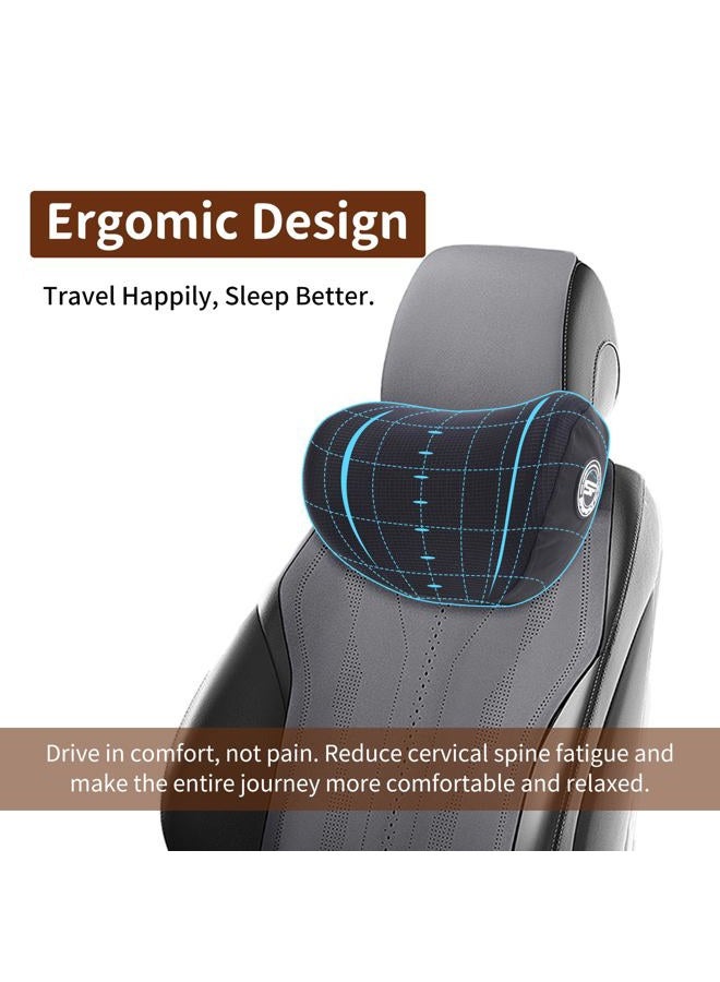 SPRFUFLY 2 Pack Car Pillow, Soft Car Headrest Pillow, 100% Memory Foam Car Neck Pillow for Driving - Universal Fit Travel Car Rest Pillow for Pain Relief While Driving(Comes with 2 Eye Masks) - Image 4