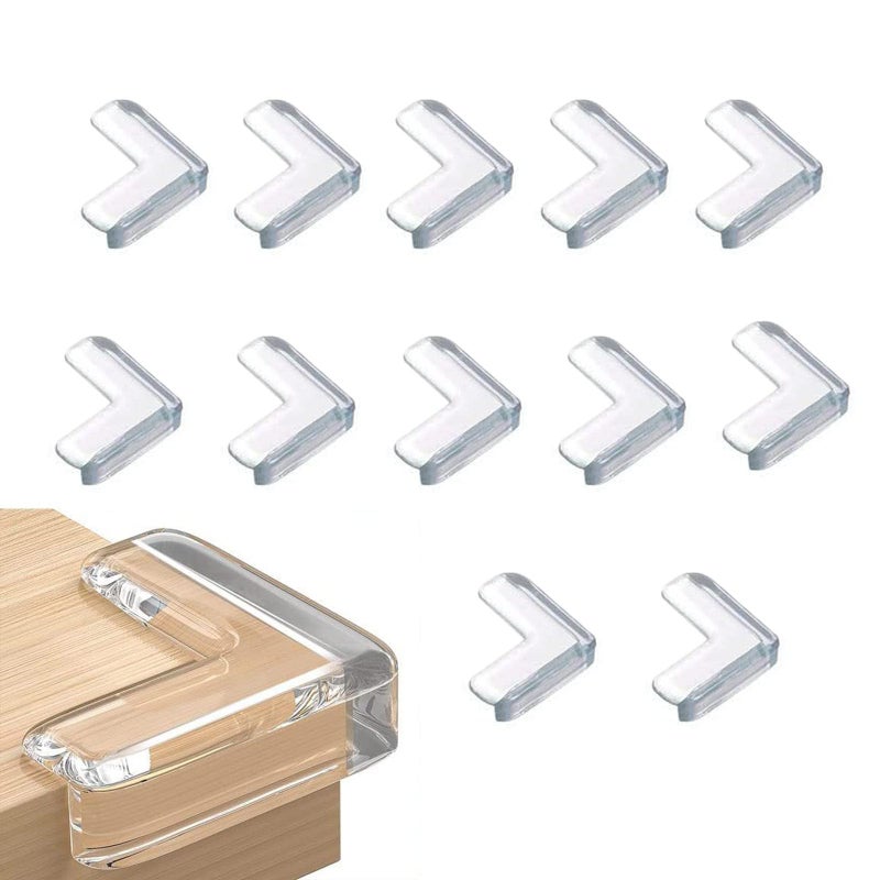 Corner Protector, Baby Proof Furniture Corner Guards, Safety Bumpers & Cushion to Cover Sharp Furniture & Table Edges,Clear and Transparent,Pre-Taped (12 Count L-Shape(Park of 1))
