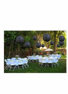 KASTWAVE 10Pcs Black Paper Lanterns Decorative, Chinese/Japanese Hanging Round Foldable Lantern, for Birthday, Wedding, Halloween, Bridal Shower, Home Decor, Party (Size of 4”, 6”, 8”, 10”)  - Image 3