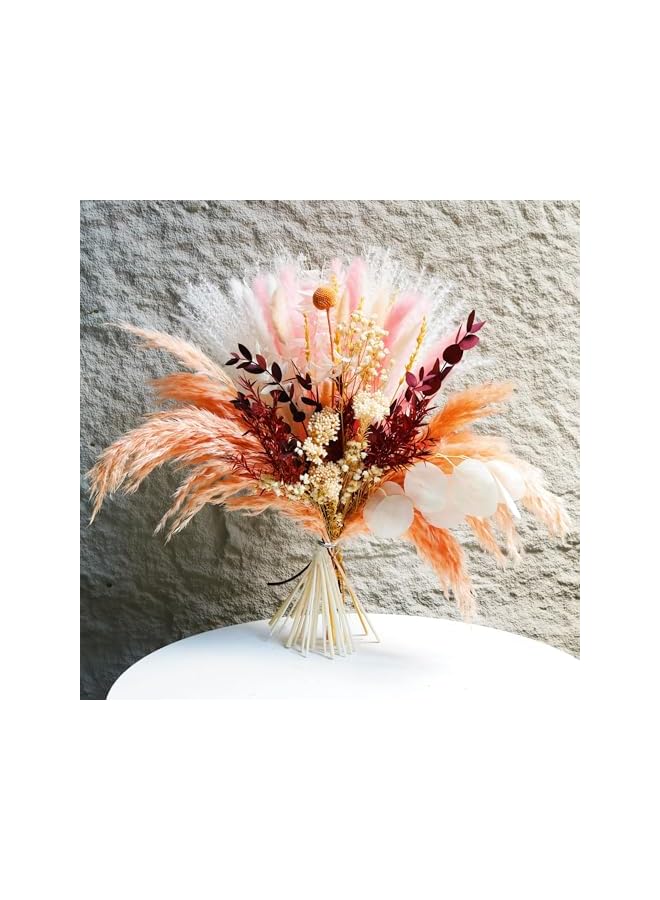 The Bros Pampas Grass Bouquet, Dried Pink Flowers, Boho Decor, Pink Pampas Grass for Bathroom, Home, Bedroom, Office, and Party Centerpieces - Image 2