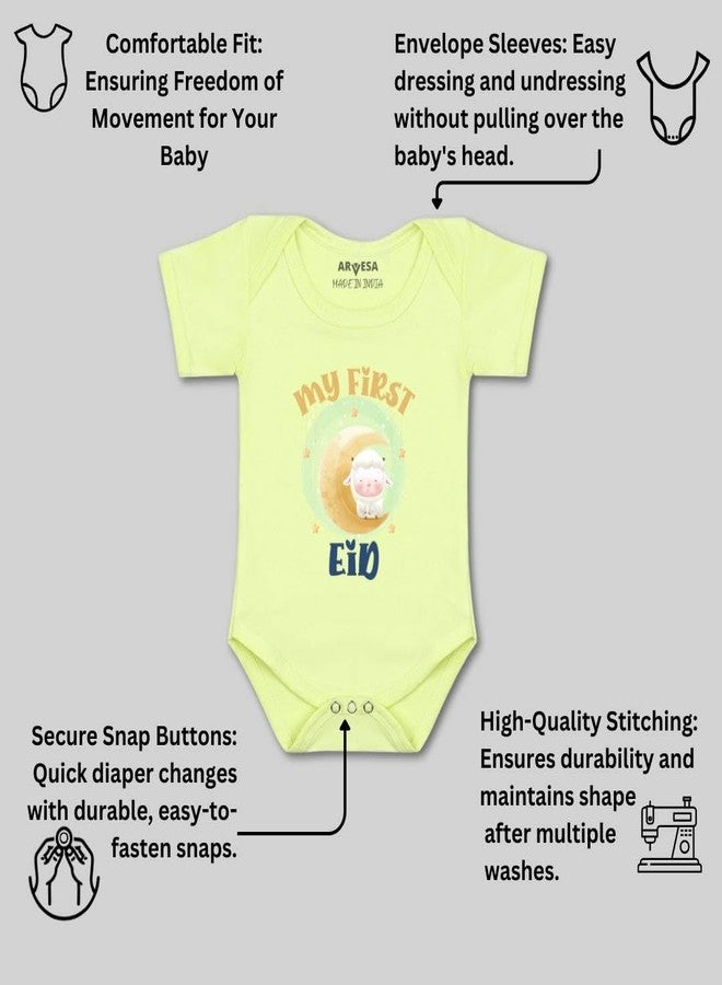 ARVESA My First Bakra Eid R-912 Bakra Eid Bodysuit, Sleepsuits, Rompers For New Born Baby Clothes 0-3 Months Unisex Stylish Dress For Baby Boy & Girl, Newborn Infant Outfit - Image 3