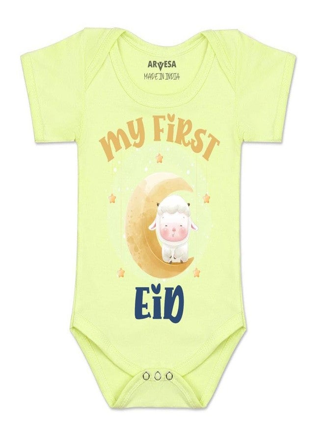ARVESA My First Bakra Eid R-912 Bakra Eid Bodysuit, Sleepsuits, Rompers For New Born Baby Clothes 0-3 Months Unisex Stylish Dress For Baby Boy & Girl, Newborn Infant Outfit - Image 1
