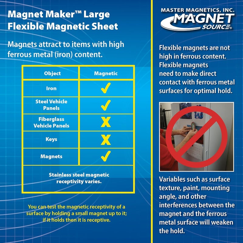 Master Magnetics ورقة مغناطيسية مرنة - 12 بوصة عرض، 48 بوصة طول، واجهة فينيل بيضاء، 07060 - Image 5