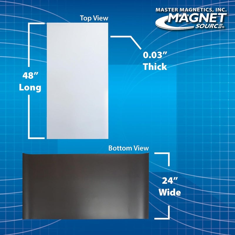 Master Magnetics ورقة مغناطيسية مرنة - 12 بوصة عرض، 48 بوصة طول، واجهة فينيل بيضاء، 07060 - Image 4