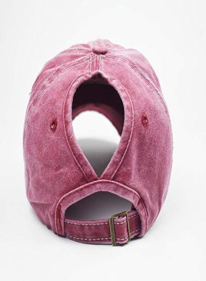 Pogah Distressed Ponytail Hat for Women American-Flag Pony Tail Caps High Bun (2Pcs(Black+Wine Red), One Size) - Image 5