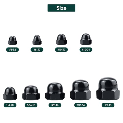 Fayeploo 3/8-16 Black Acorn Hex Cap Nuts (20 pcs), 304 Stainless Steel 18/8, Black Oxide Coated, Acorn Dome Head Cap Nuts, Fayeploo - Image 3