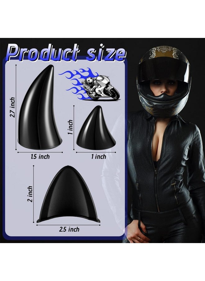 Chunyin - 6 Pcs Helmet Cat Ears Large Plastic Devil Horns Ski Helmet Ears Small Stick On Devil Horns With Viscose Suction Cup For Women Men Bike Ski Motorcycle Snowboard Helmet (Black) - Image 1