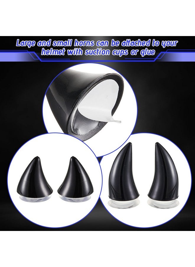 Chunyin - 6 Pcs Helmet Cat Ears Large Plastic Devil Horns Ski Helmet Ears Small Stick On Devil Horns With Viscose Suction Cup For Women Men Bike Ski Motorcycle Snowboard Helmet (Black) - Image 1