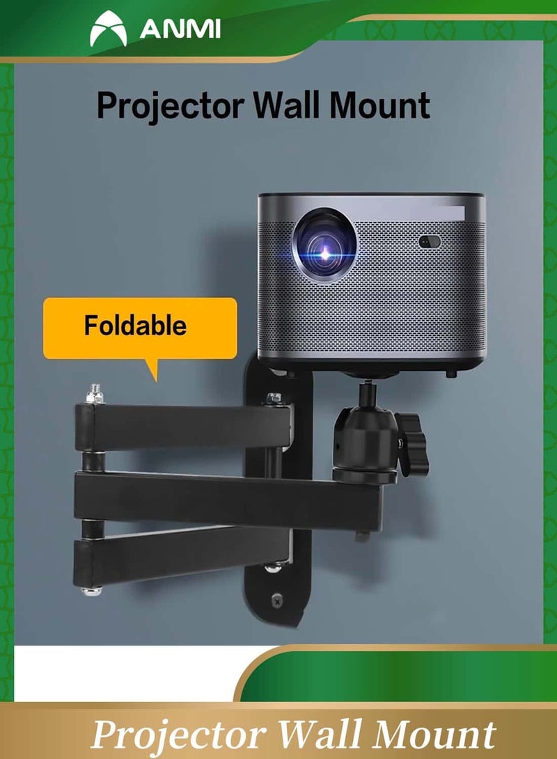 Anmi Foldable Projector Wall Mount, Universal Adjustable Projector Mount, 360° Rotatable, Ceiling Wall Projector Mount, Metal Projector Stand with 1/4 Thread for Home - Image 1