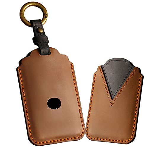 ontto Fit for Lexus Card Shape Key Fob Case Leather Key Cover Car Key Shell for LX570 LS460 LX600 2016-2022 Smart Remote Brown - Image 1