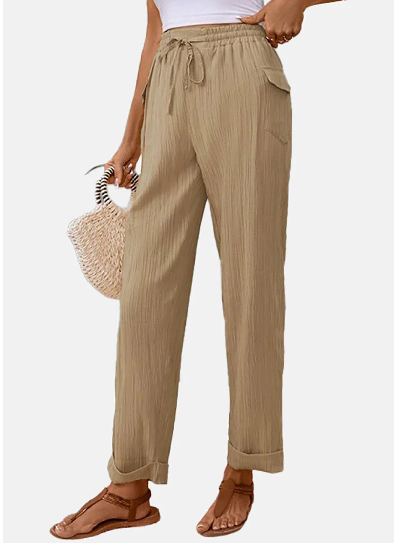 YUNIQEE Women Khaki Mid-Rise Peg Trousers