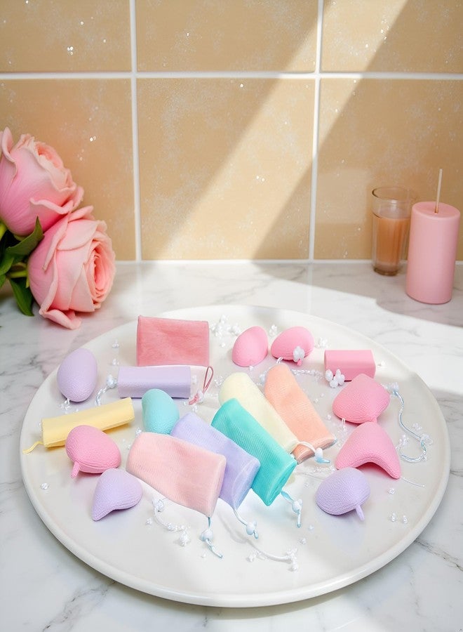 Sluswallow 6Pcs Multicolor Exfoliating Mesh Soap Pouch Bubble Foam Net Bag for Shower Saver Pouch Drawstring Foaming Net Soap Bag for Body Facial Cleaning Tool, 6 Colors Used Repeatedly Easy to Store,Cleansers - Image 2
