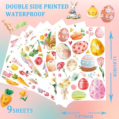 FCZon Star 9-Sheet Easter Window Clings with 167 Pcs - Double-Sided Bunny & Easter Egg Window Decals, Static Cling Decorations for Glass, Reusable Spring Decor for Home School Office Indoor Party Decor - Image 3