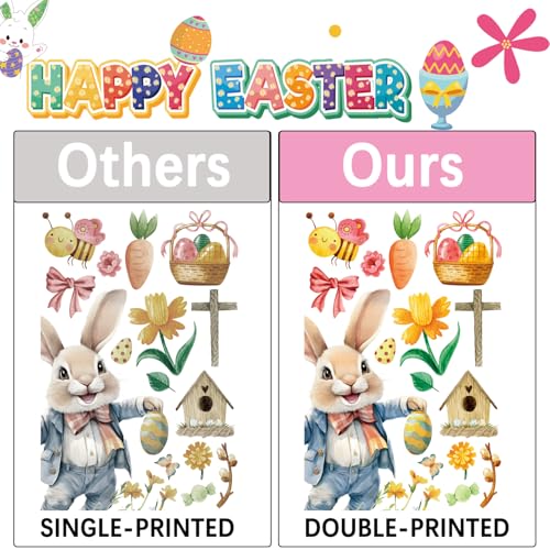 FCZon Star 9-Sheet Easter Window Clings with 167 Pcs - Double-Sided Bunny & Easter Egg Window Decals, Static Cling Decorations for Glass, Reusable Spring Decor for Home School Office Indoor Party Decor - Image 4