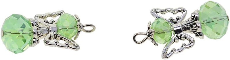 klarako 12 Pieces Alloy Filigree Hollow out Angel Wings Charms Pendant with Crystal Glass Beads Dangle Charm Pendants Jewelry DIY Crafts Bulk light green - Image 4